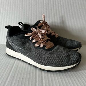 Nike Women’s Charcoal Gray Sneakers with Satin Blush Pink Laces